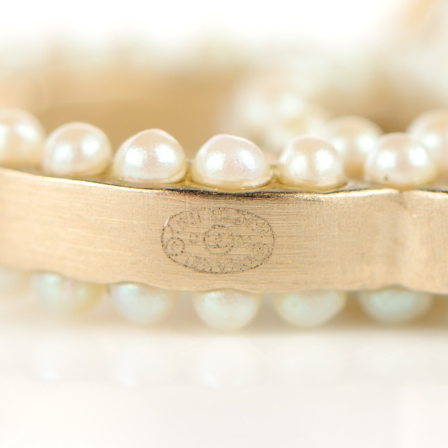 Pearl CC Dangle Earrings Gold