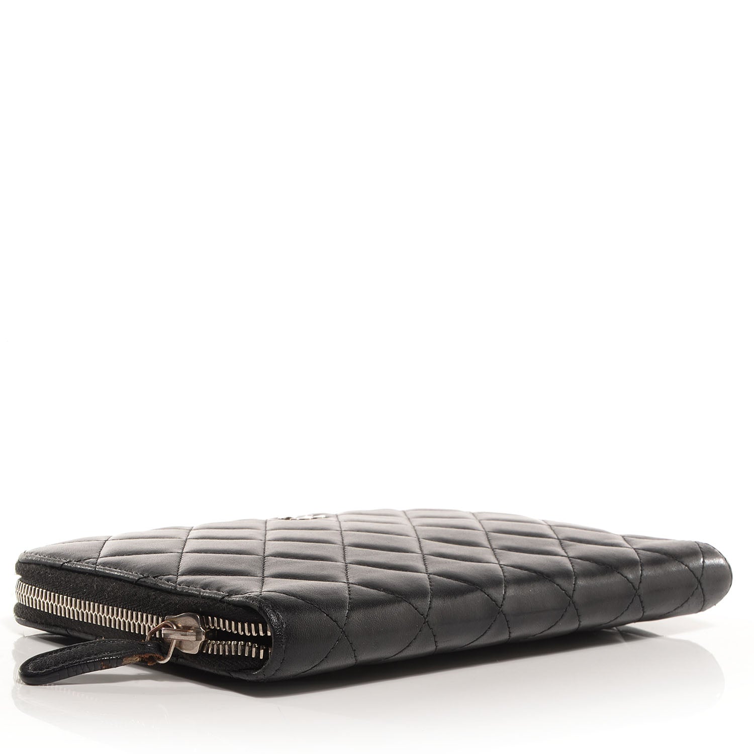 Chanel Lambskin Quilted Large Zip Around Wallet Black 4 of 9