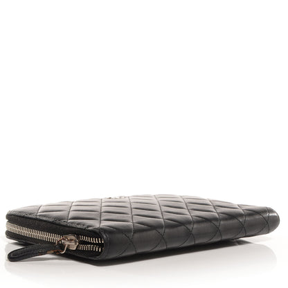 Chanel Lambskin Quilted Large Zip Around Wallet Black 4 of 9