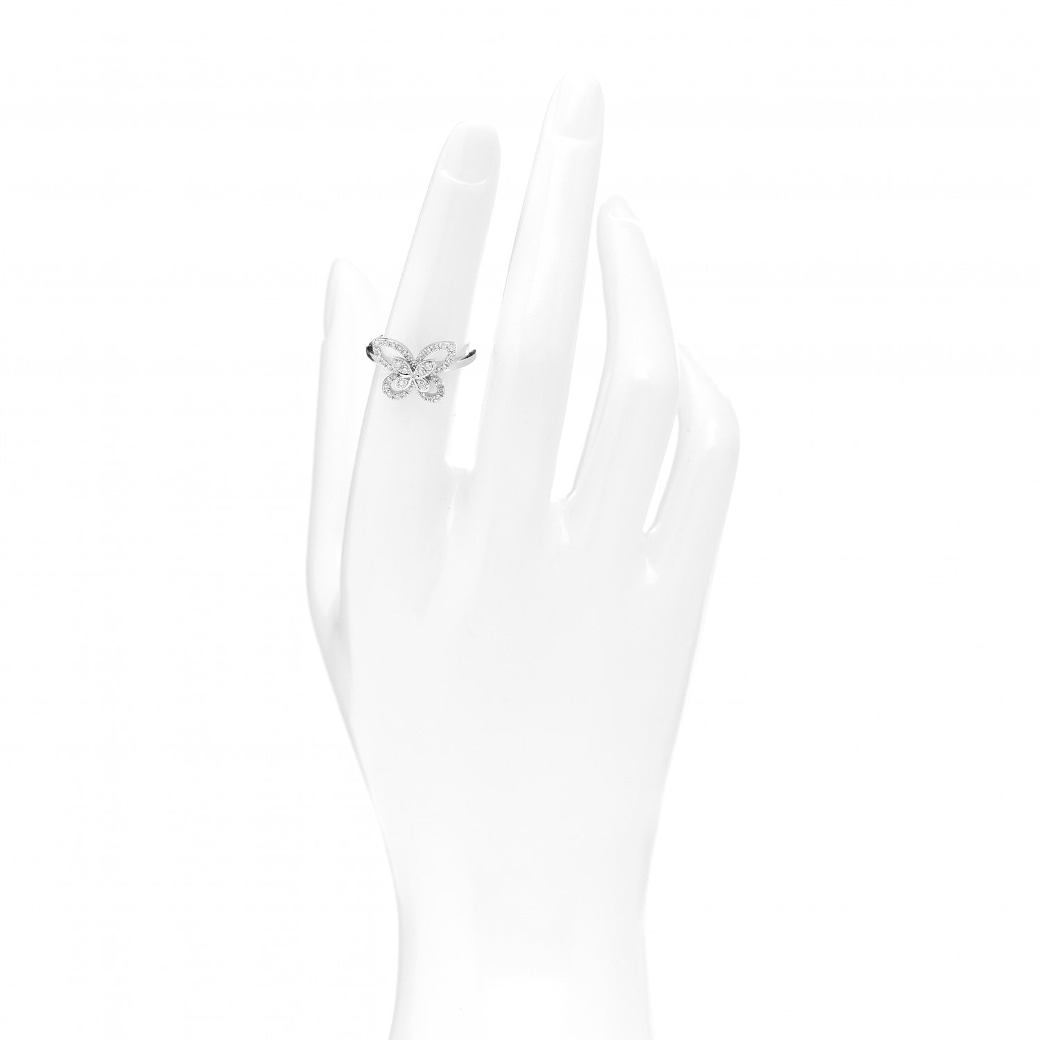 Graff 18K White Gold Diamond Butterfly Silhouette Ring 52 6 2 of 6