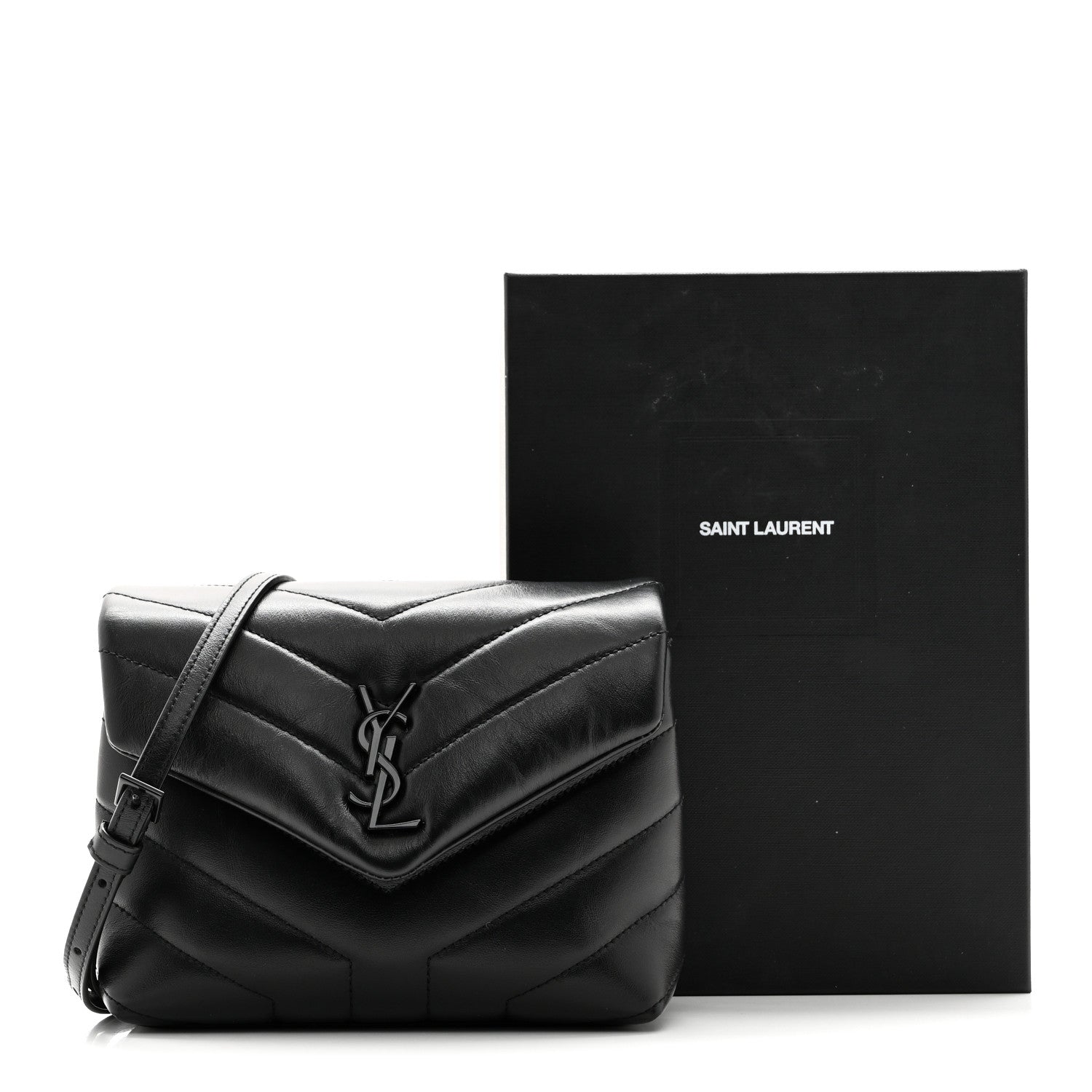 Saint Laurent Calfskin Y Quilted Monogram Monochrome Toy Loulou Crossbody Bag Black 12 of 12