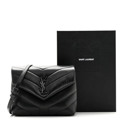 Saint Laurent Calfskin Y Quilted Monogram Monochrome Toy Loulou Crossbody Bag Black 12 of 12