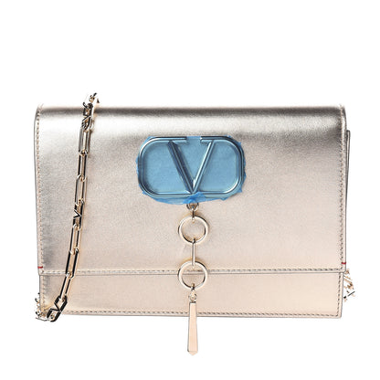 Valentino Garavani Metallic Nappa Small VCase Bag Platinum 1 of 10