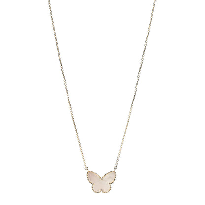 Van Cleef & Arpels 18K Yellow Gold Mother of Pearl Lucky Alhambra Butterfly Pendant Necklace 1 of 4