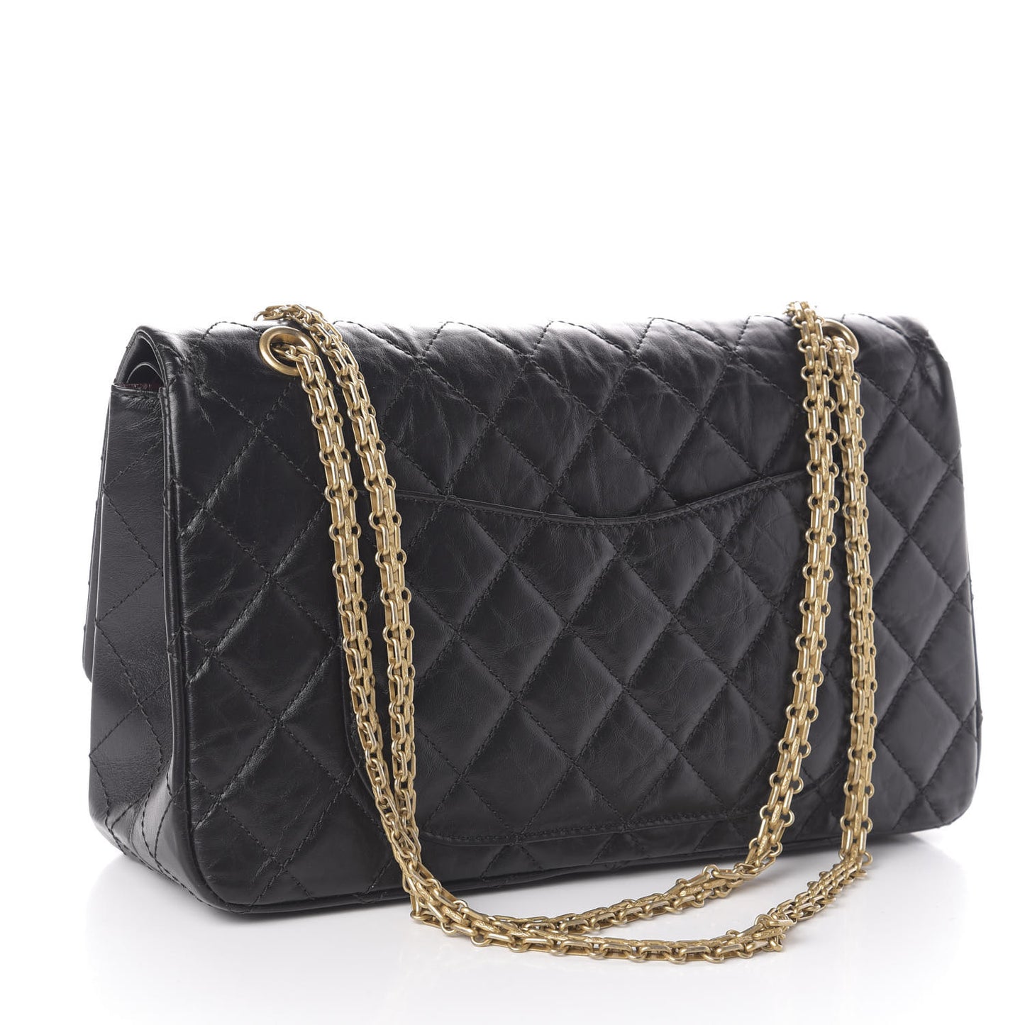 Aged Calfskin Quilted 2.55 Reissue 227 Flap Black