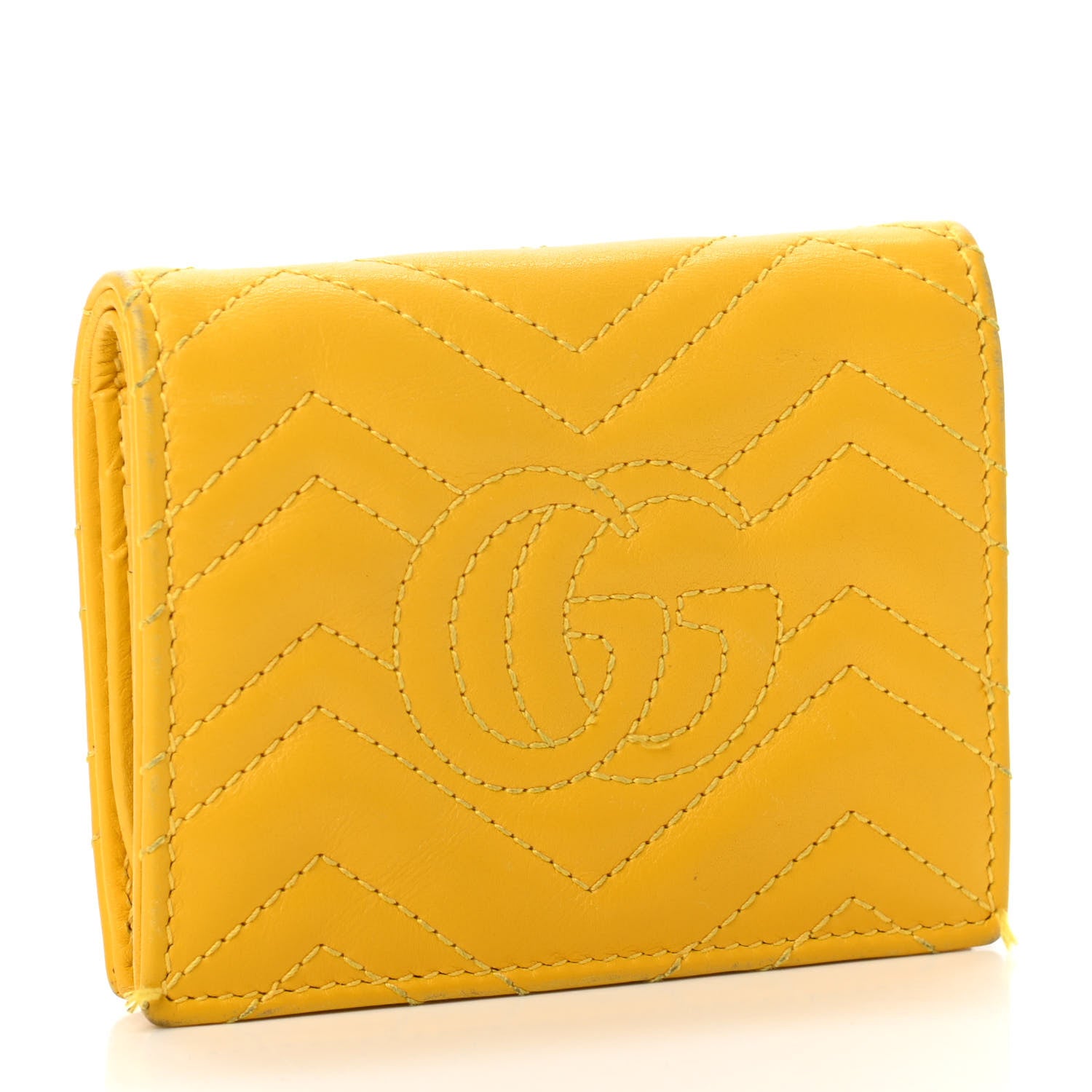 Gucci Calfskin Matelasse GG Marmont Card Case Stone Topaz 2 of 6