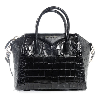 Givenchy Calfskin Crocodile Embossed Small Antigona Black 1 of 7