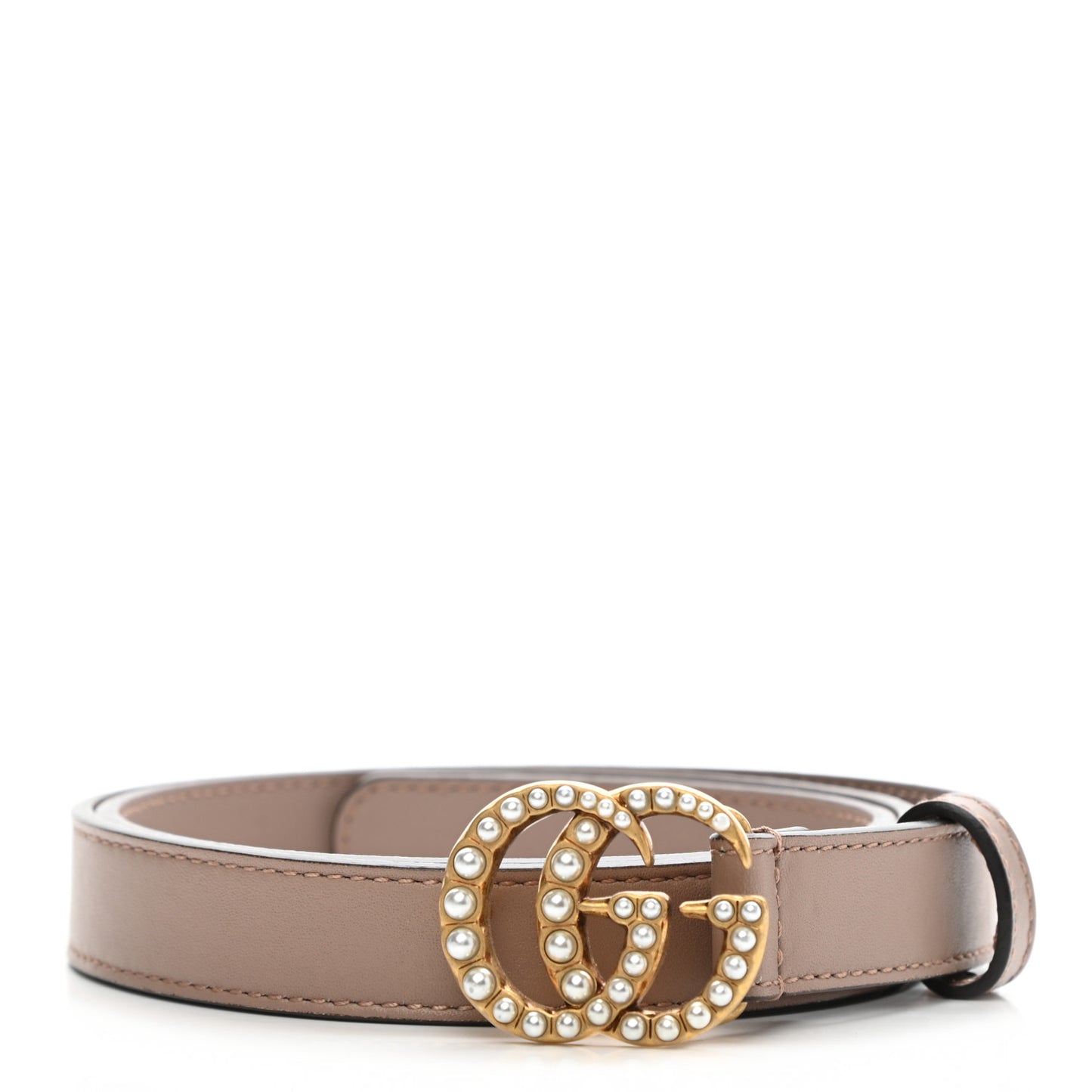 Calfskin Pearl Double G 20mm Belt 75 30 Porcelain Rose