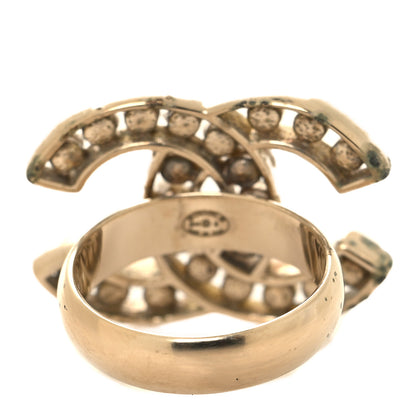 Chanel Crystal Pearl CC Ring 53 6.25 Gold 3 of 5