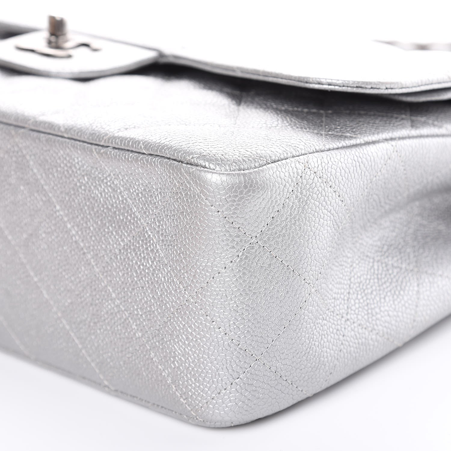Chanel Metallic Caviar Quilted Jumbo Double Flap Silver 10 of 11