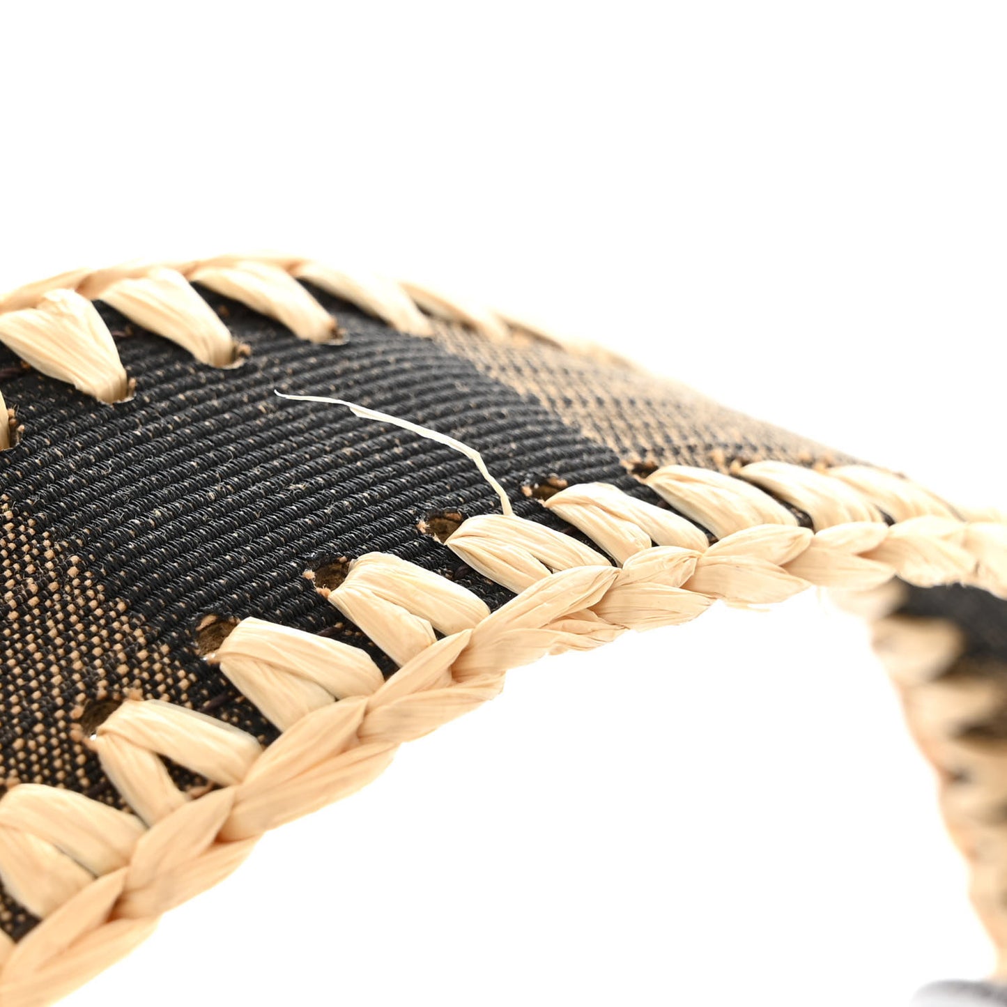 Fabric Jacquard Raffia Straw Pequin Gingham Woven Mini Mon Tresor Bucket Bag Beige Black Natural
