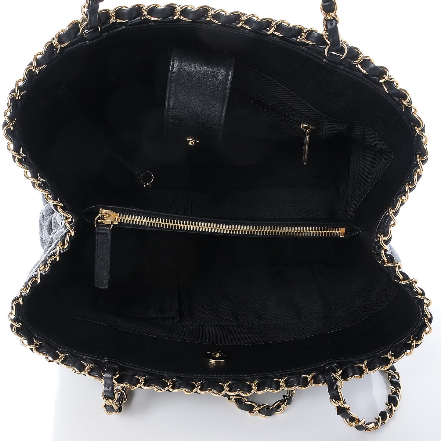 Calfskin Quilted Small Chain Me Tote Black