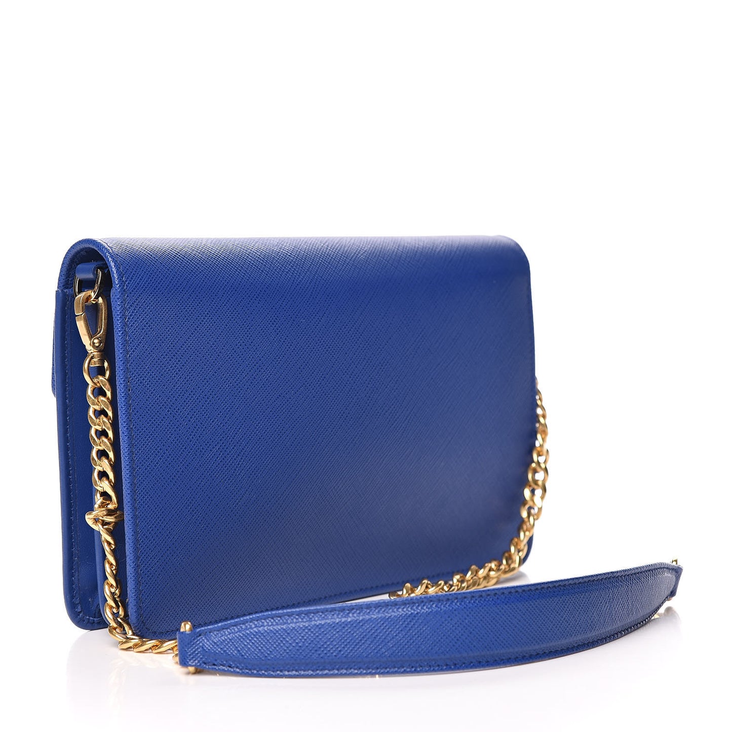 Saffiano City Calfskin Chain Wallet Royal