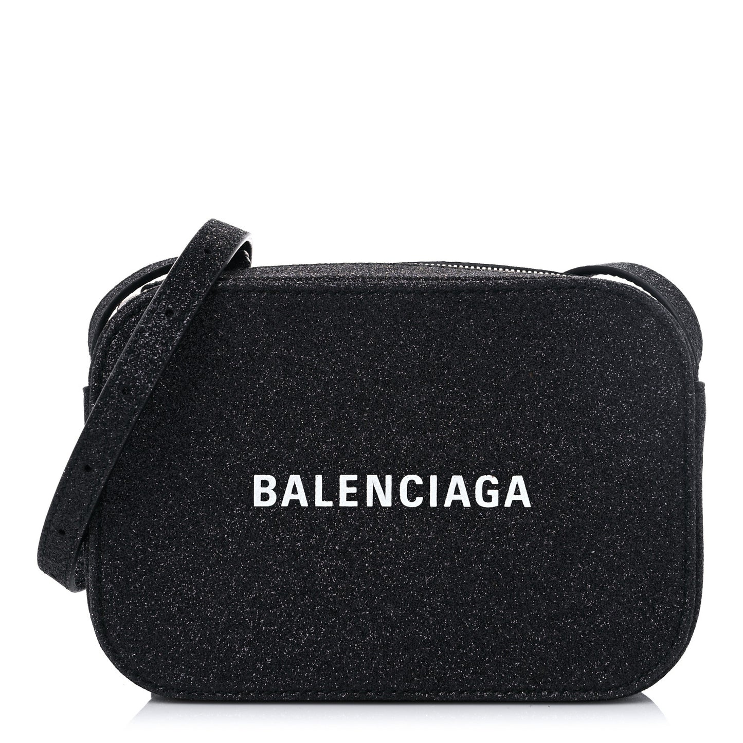 Metallic Calfskin Logo XS Everyday Camera Bag Black