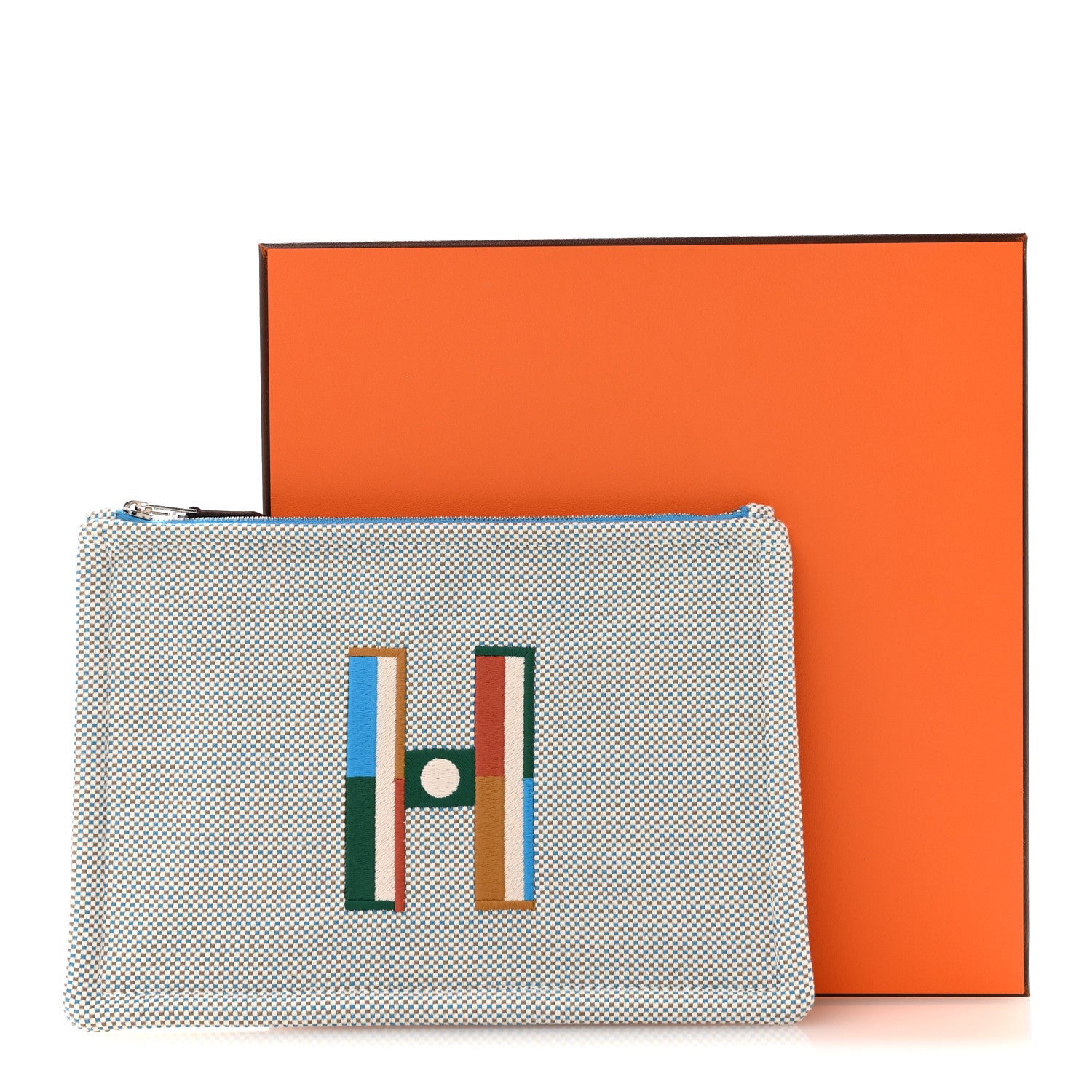 Hermes Toile Small Faubourg Corner Case  Cyan Galet 7 of 7