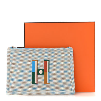 Hermes Toile Small Faubourg Corner Case  Cyan Galet 7 of 7