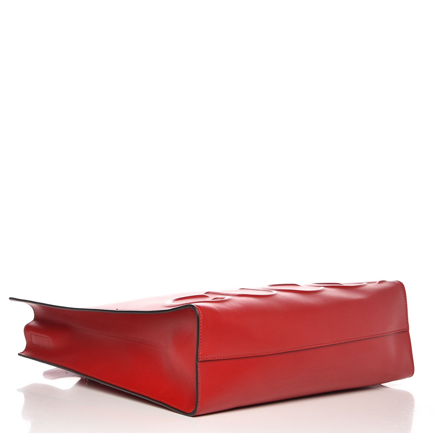 Gucci Calfskin Embossed Medium XL Tote Red 4 of 8