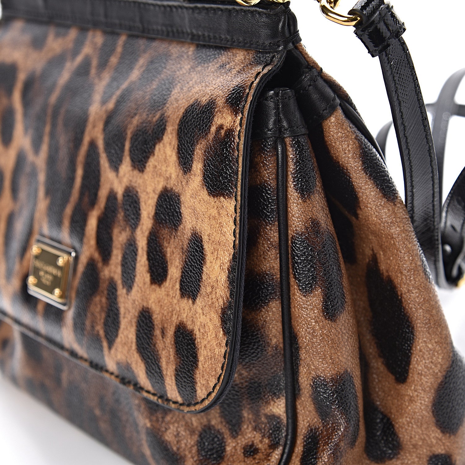 Dolce & Gabbana Dauphine Leopard Print Small Miss Sicily Satchel Black 16 of 17