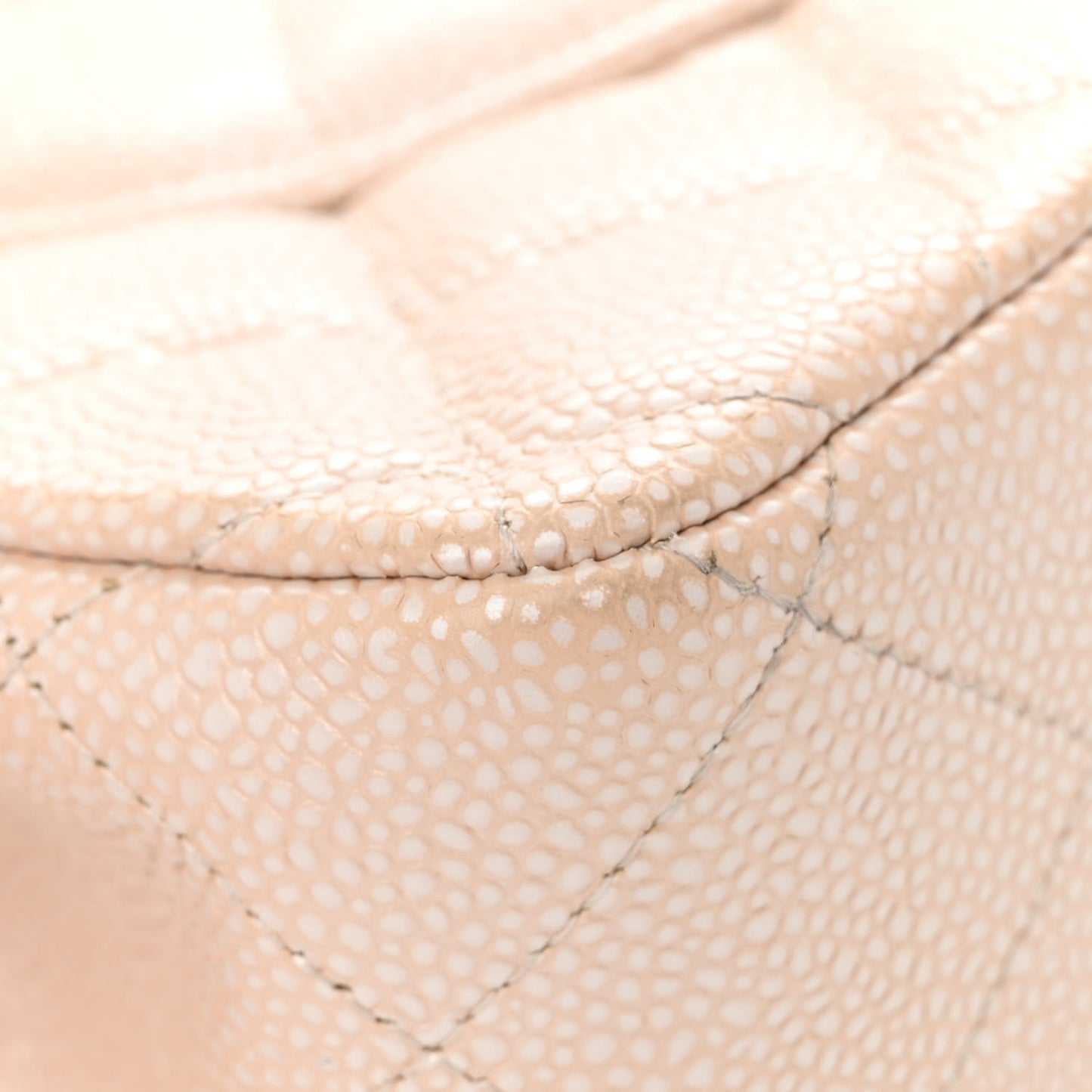 Iridescent Caviar Quilted Jumbo Double Flap Beige