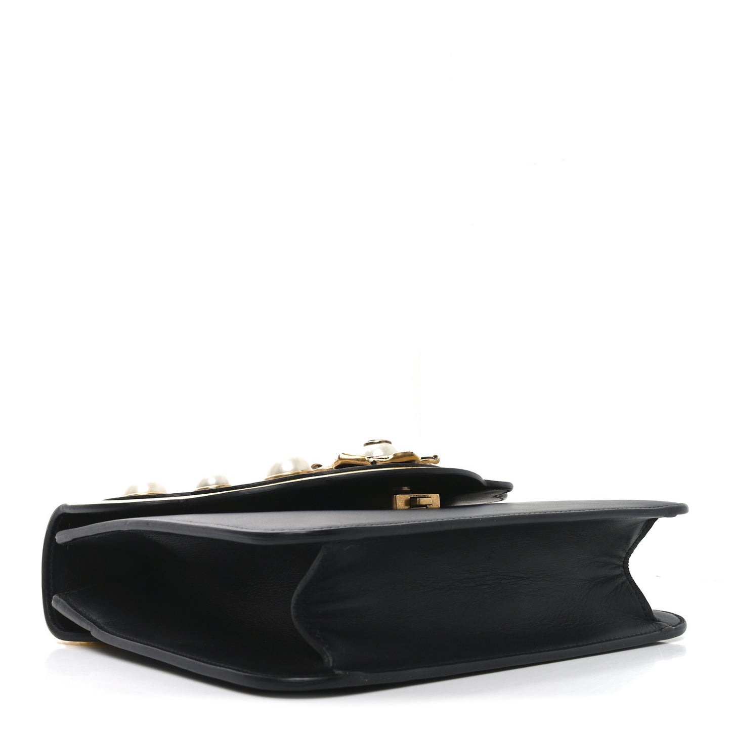 Calfskin Peony Medium Chain Shoulder Bag Black