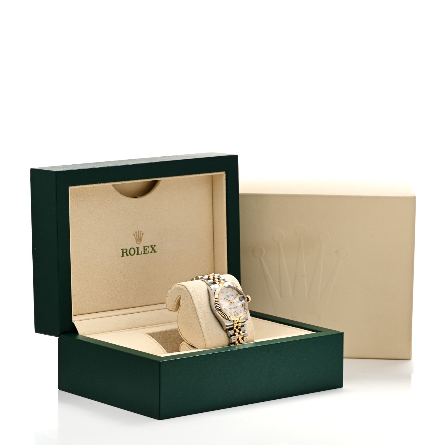 Rolex Stainless Steel 18K Yellow Gold Diamond 31mm Oyster Perpetual Datejust Watch Silver Roman 178273 5 of 5