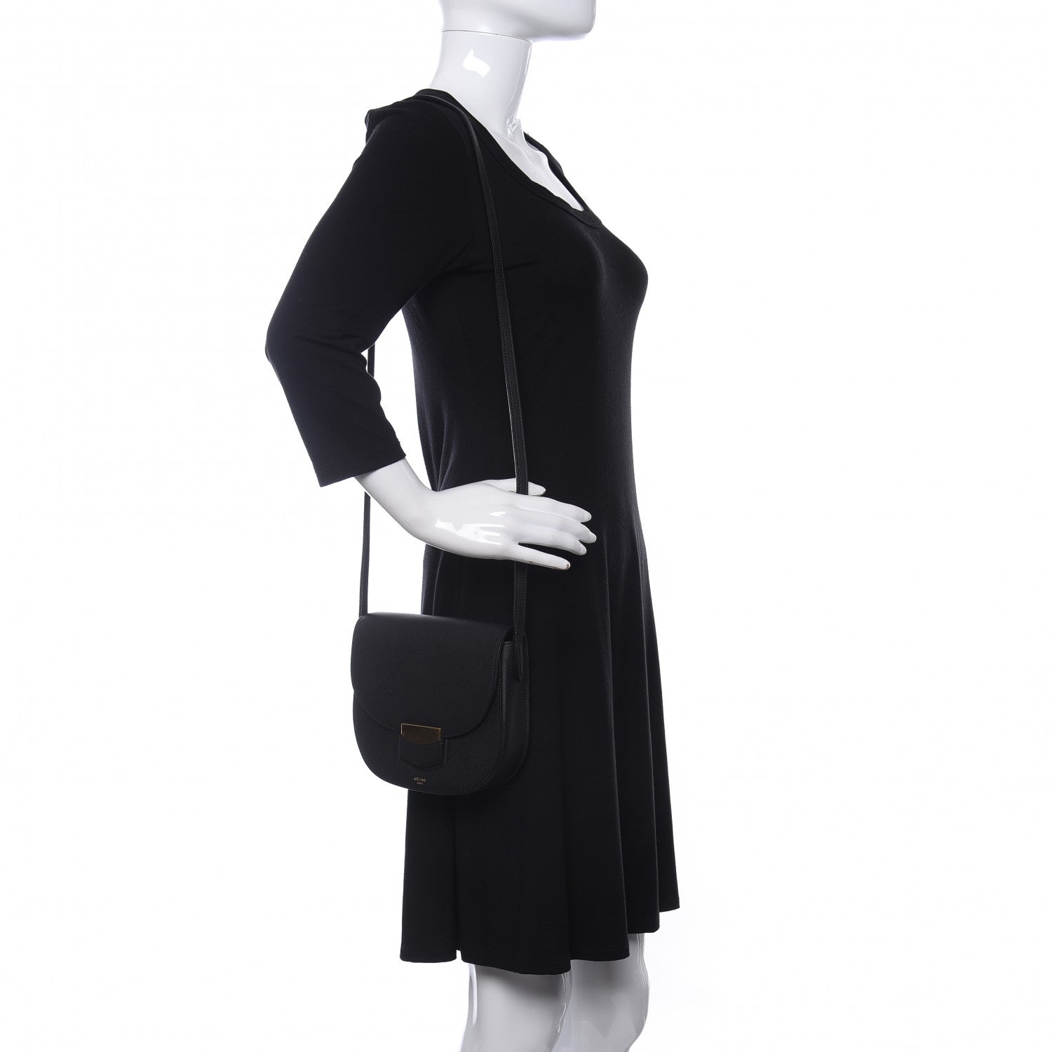 Celine Grained Calfskin Small Trotteur Black 2 of 11