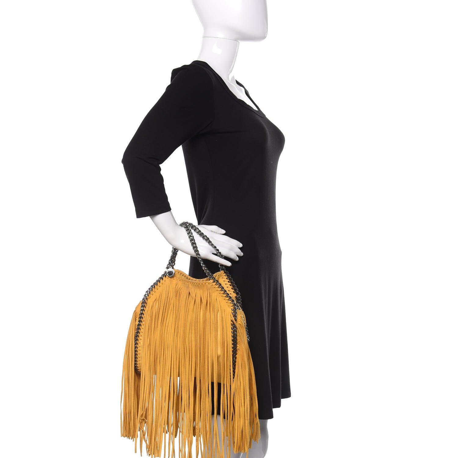 Stella McCartney Shaggy Deer Fringe Mini Falabella Tote Yellow 3 of 9