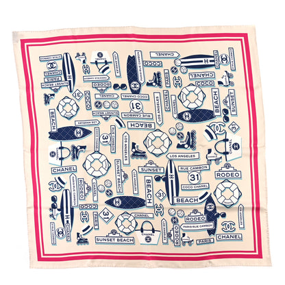 Chanel Silk CC Coco Beach Square Scarf Ecru Multicolor 1 of 3