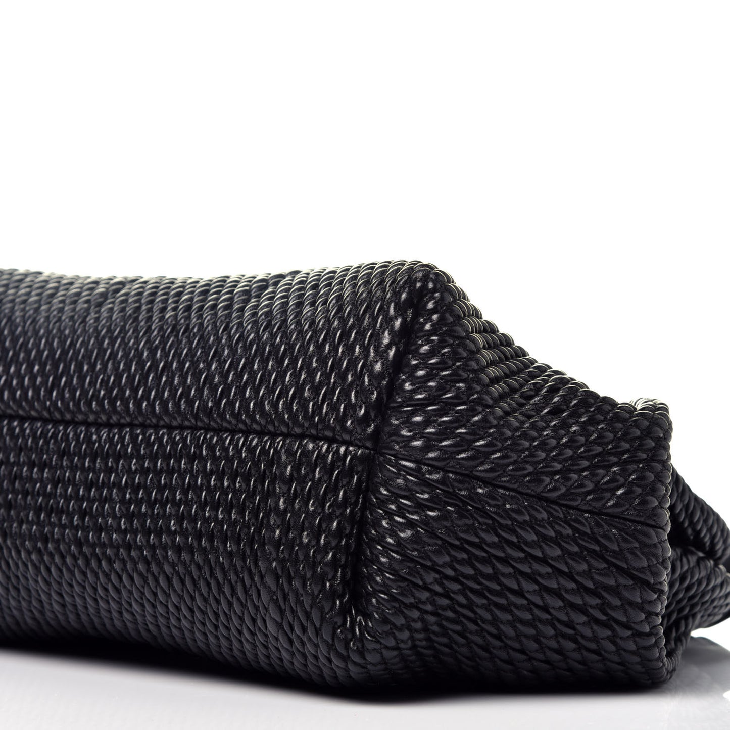 Calfskin Knit Large The Point Triangle Bag Black