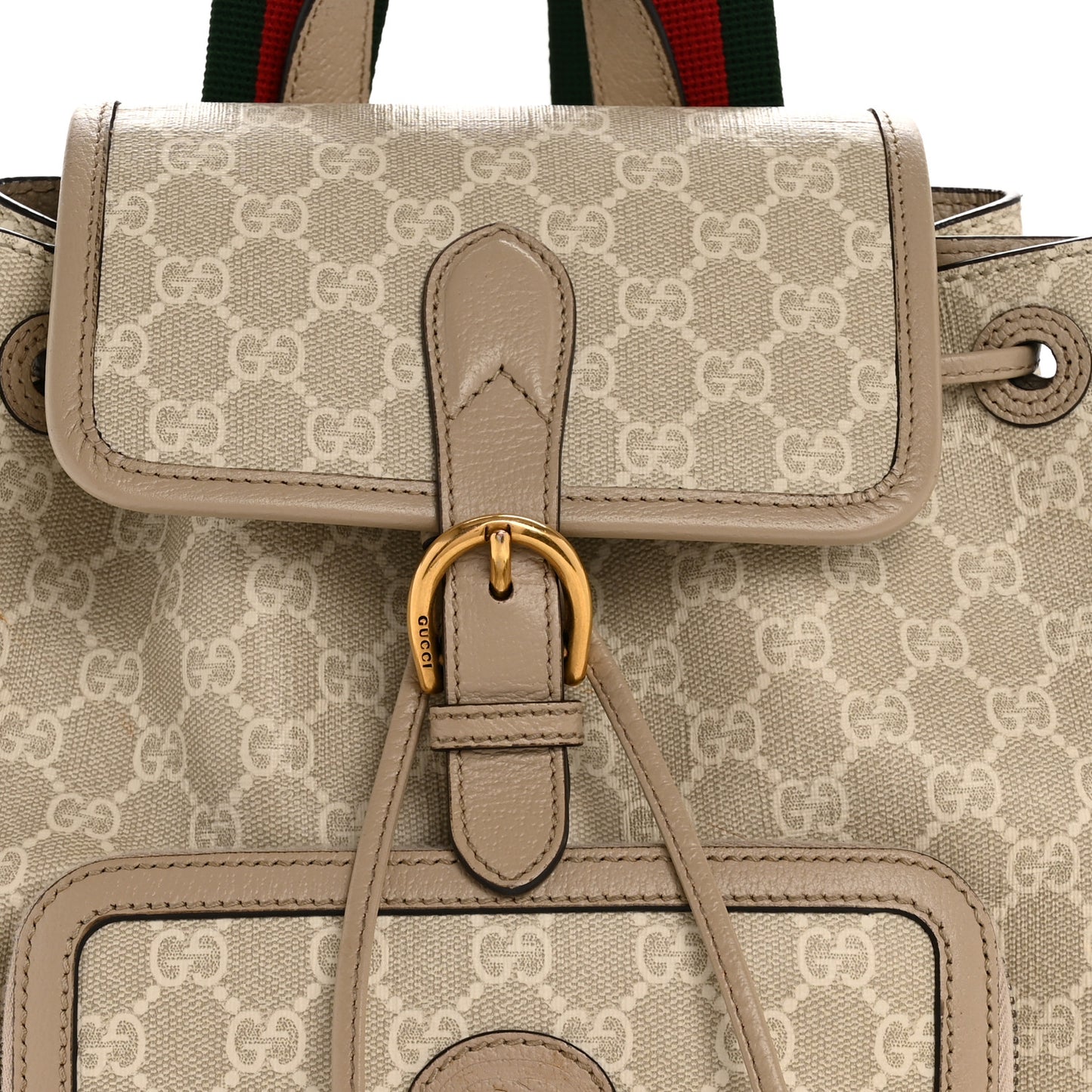 GG Supreme Monogram Azalea Calfskin Retro Interlocking G Buckle Backpack Beige Mystic White