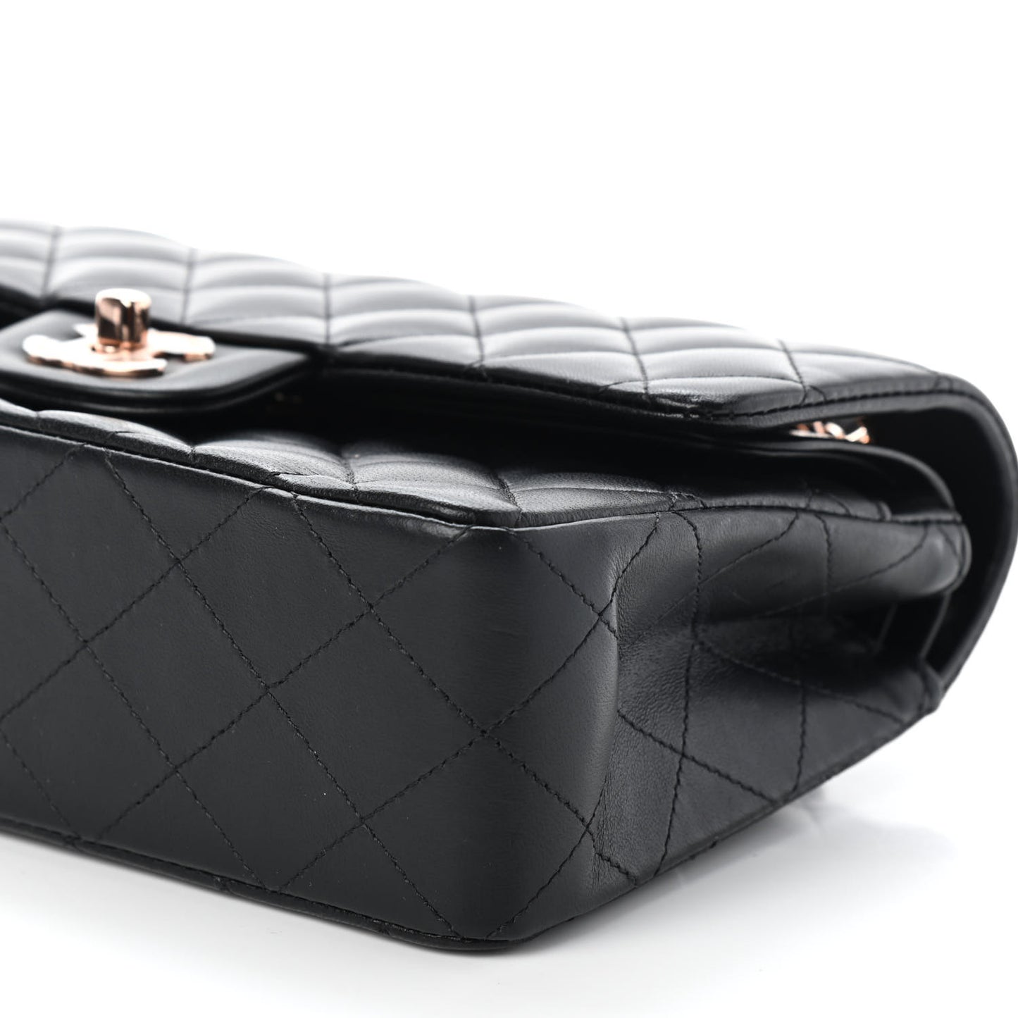 Lambskin Quilted Small Double Flap Black