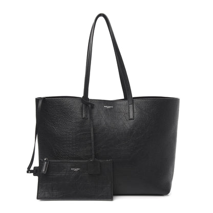 Saint Laurent Calfskin Crocodile Embossed Large Shopper Tote Black 1 of 11