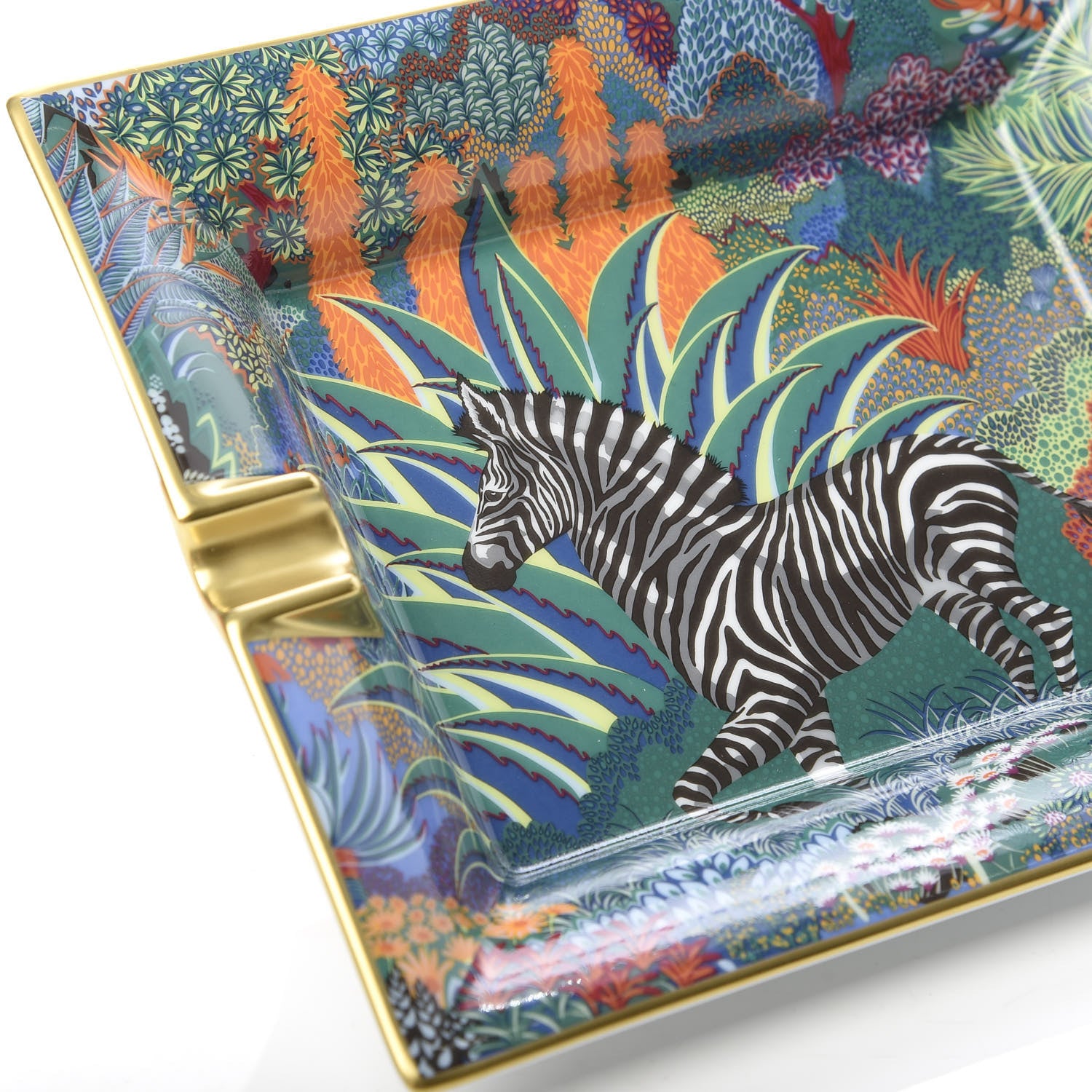 Hermes Porcelain Mountain Zebra Ashtray Chlorophylle 5 of 6
