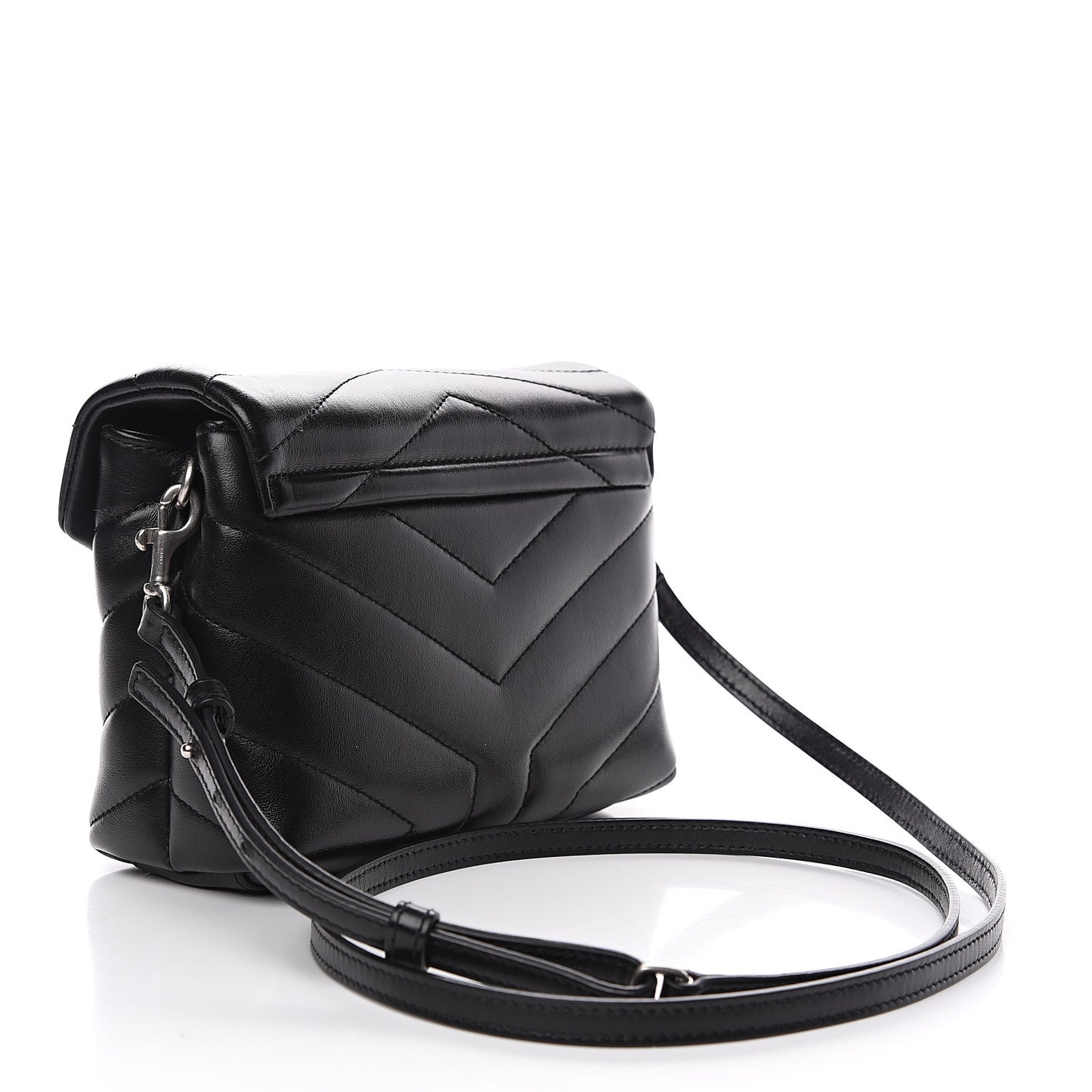 Calfskin Y Quilted Monogram Toy Loulou Crossbody Bag Black