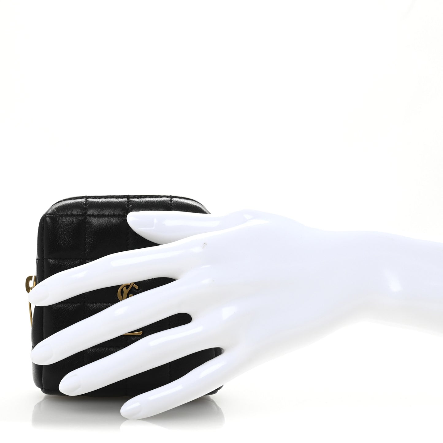 Lambskin Quilted Mini Square Pouch Black