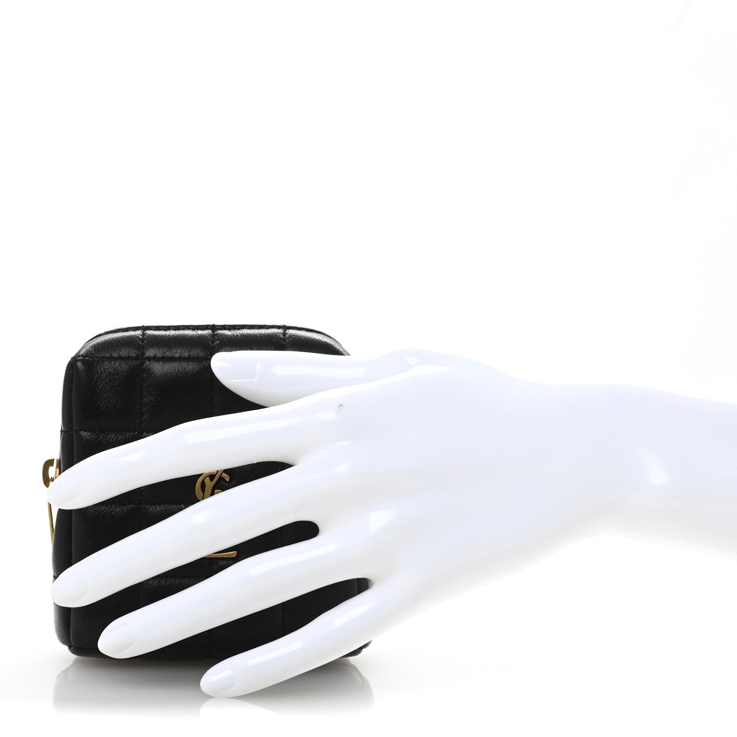 Saint Laurent Lambskin Quilted Mini Square Pouch Black 2 of 8