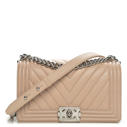 Chanel Calfskin Chevron Quilted Medium Boy Flap Light Pink 1 of 7
