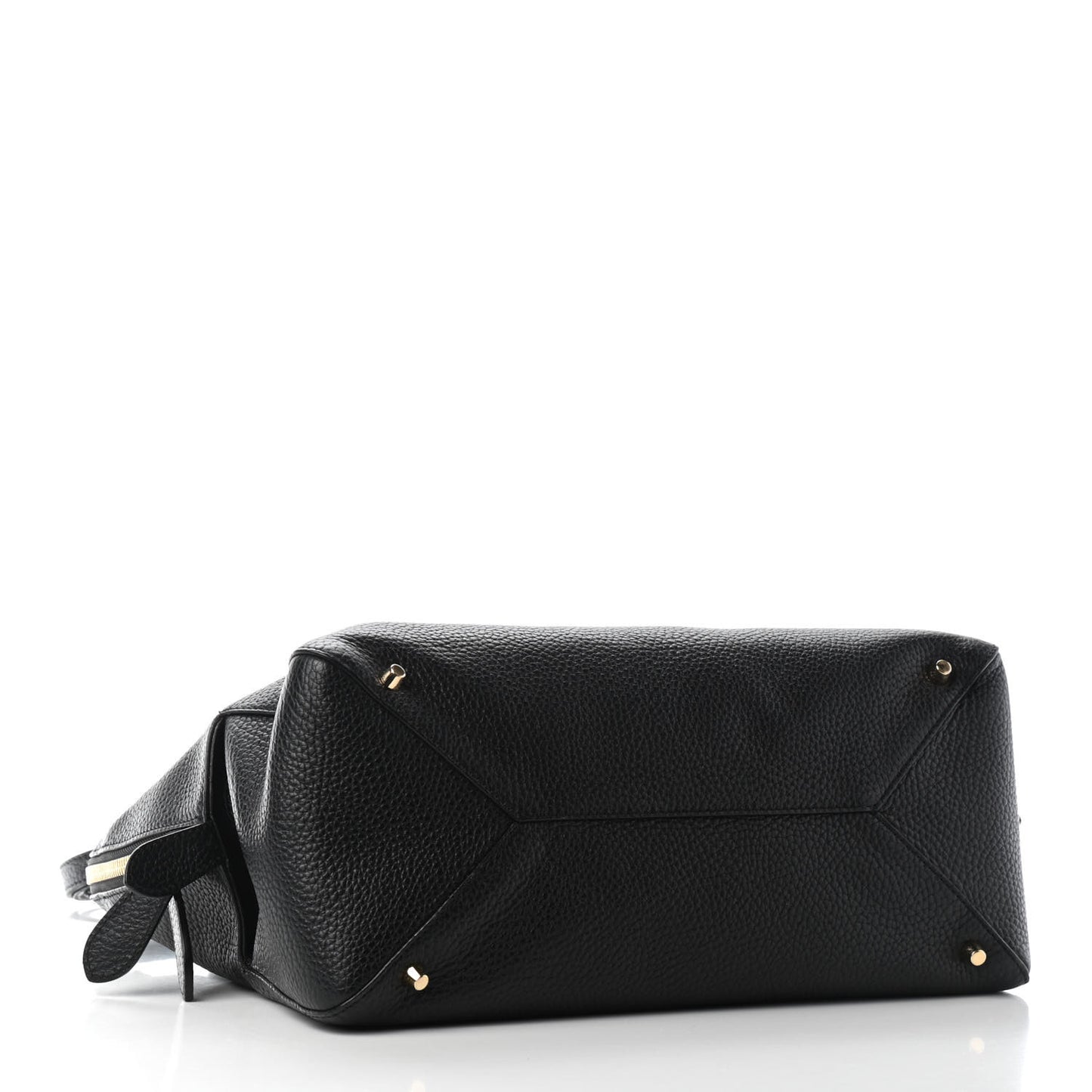 London Grainy Calfskin Medium Greenwood Bowling Bag Black