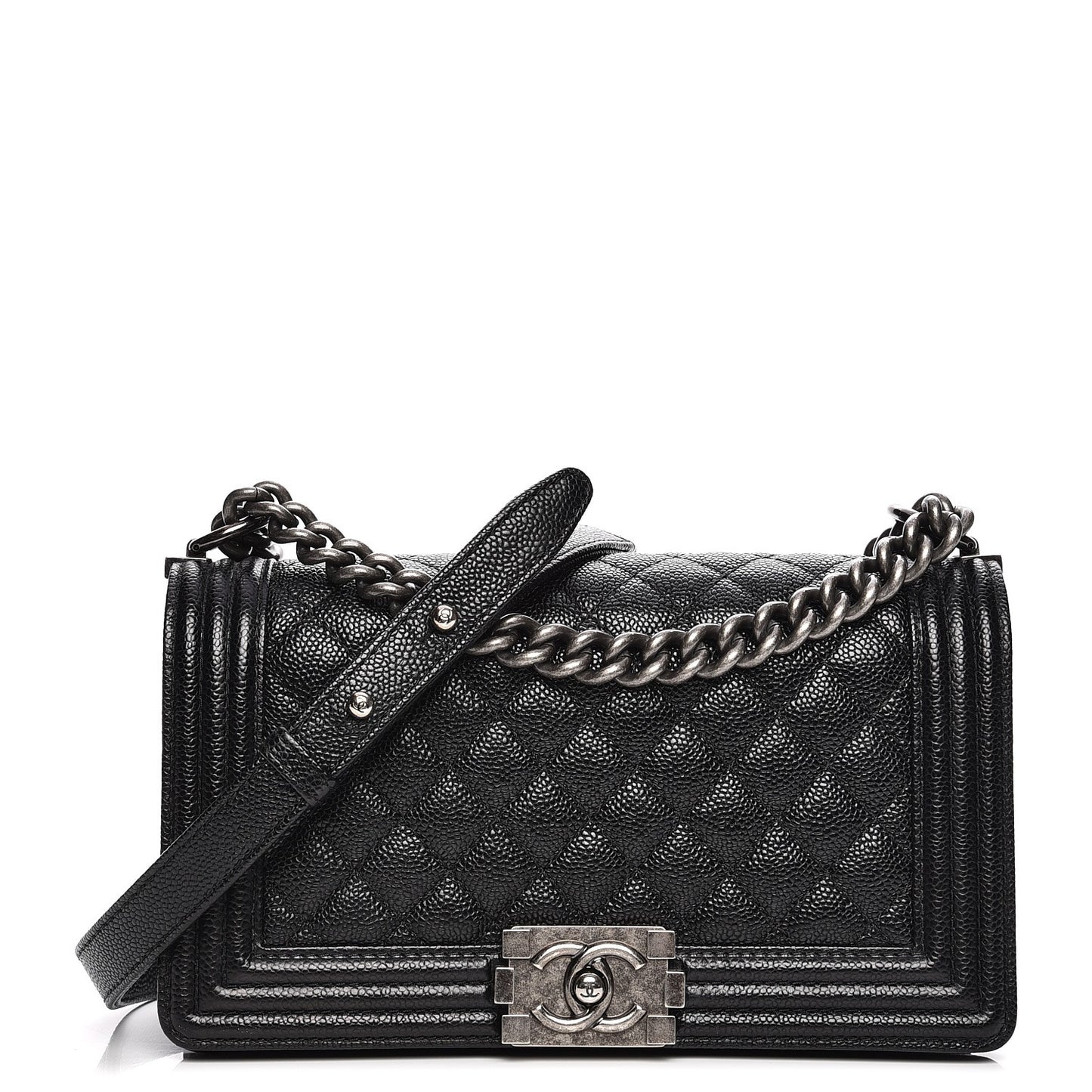 Caviar Quilted Medium Boy Flap Black