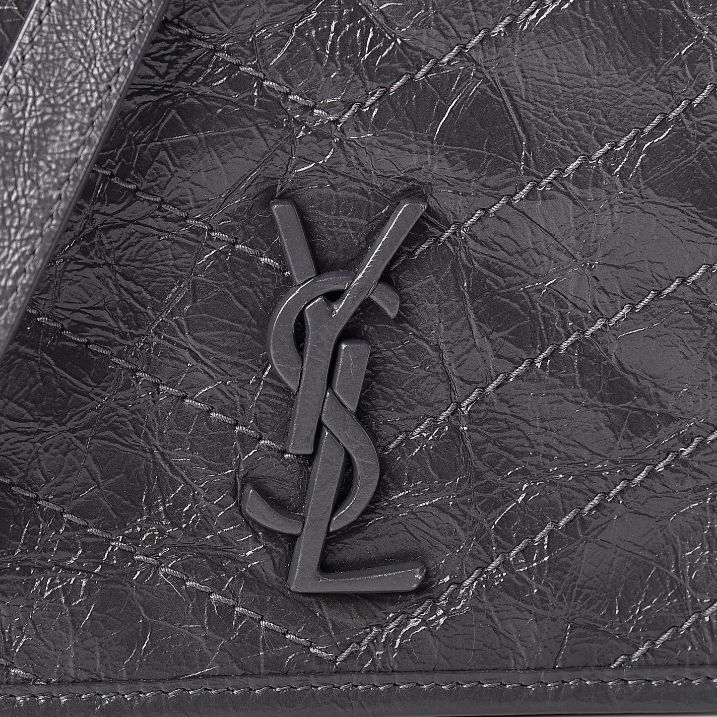 Crinkled Calfskin Matelasse Monogram Niki Chain Wallet Storm