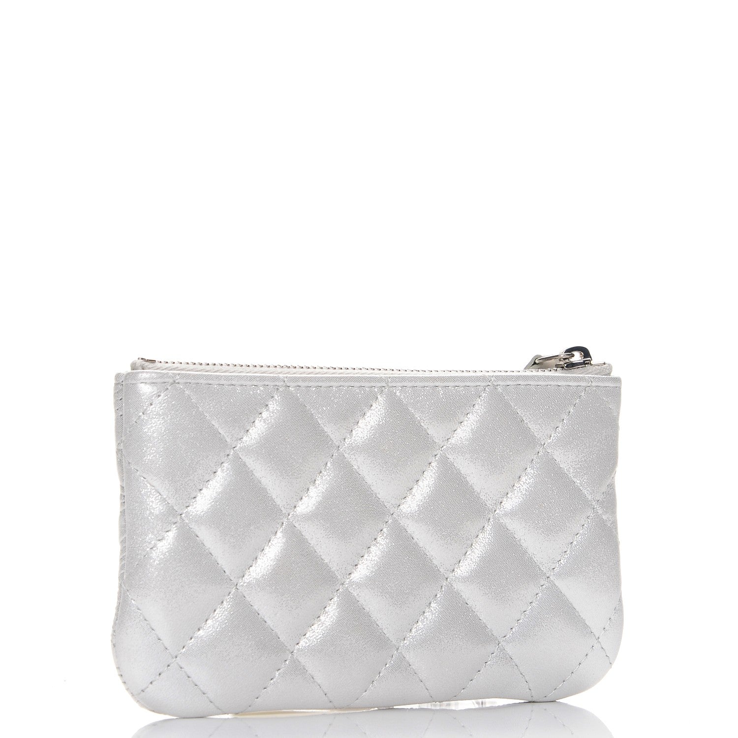 Chanel Metallic Lambskin Star Embossed Coin Purse Case Silver 3 of 12