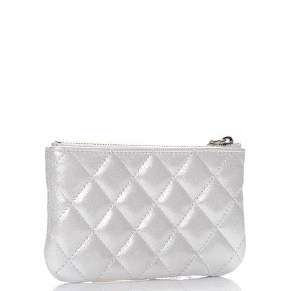 Chanel Metallic Lambskin Star Embossed Coin Purse Case Silver 3 of 12