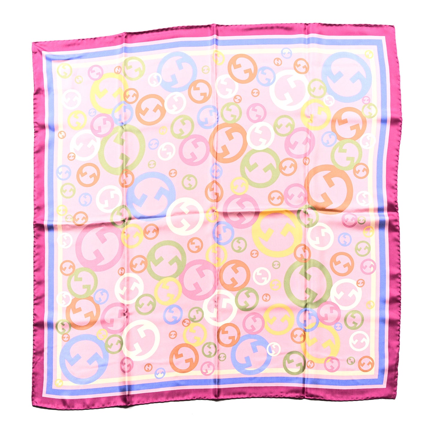 Silk Twill GG Bubble Square Scarf Roseate
