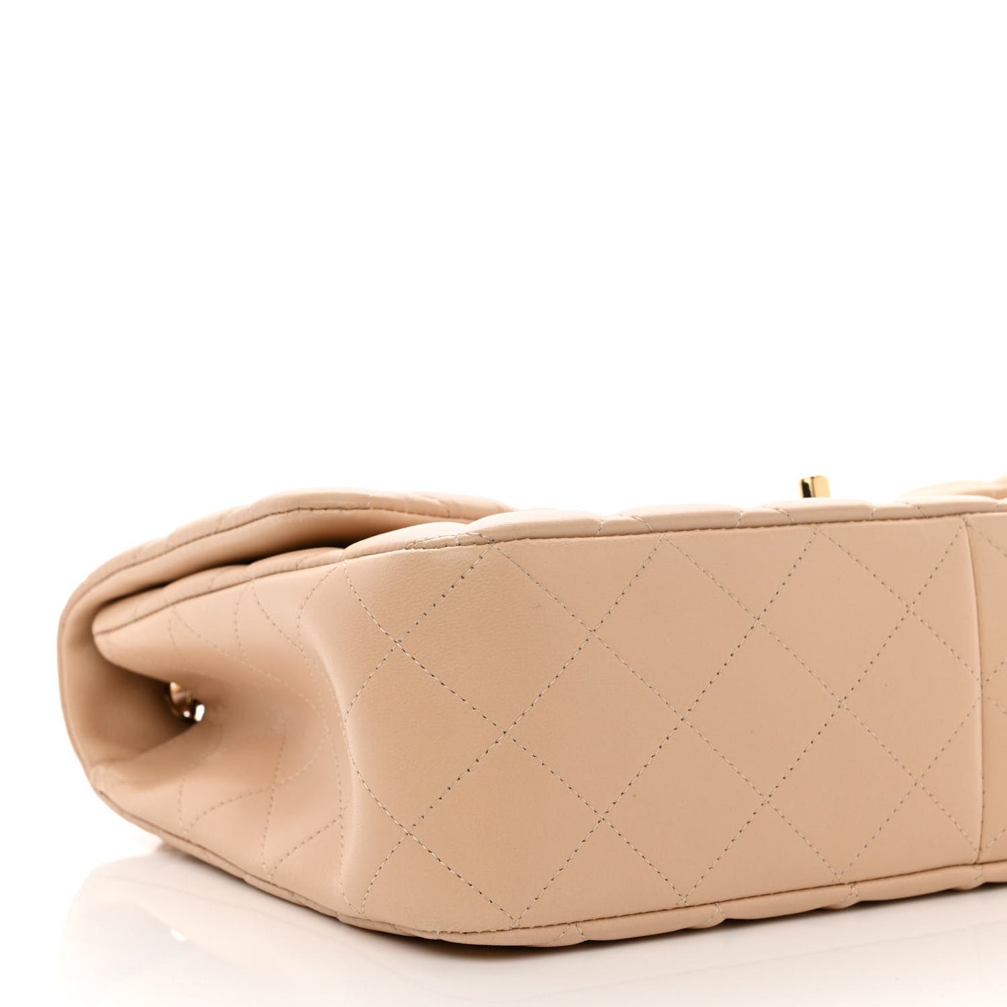 Lambskin Quilted Jumbo Single Flap Beige Clair