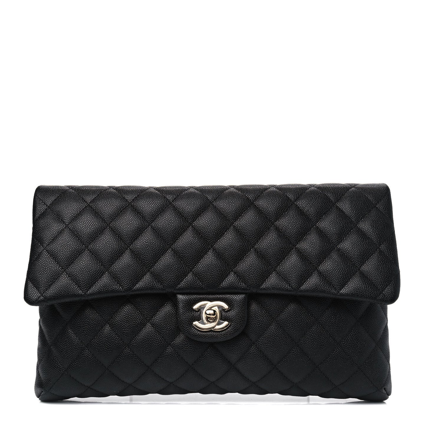Caviar Quilted Flap Clutch Black