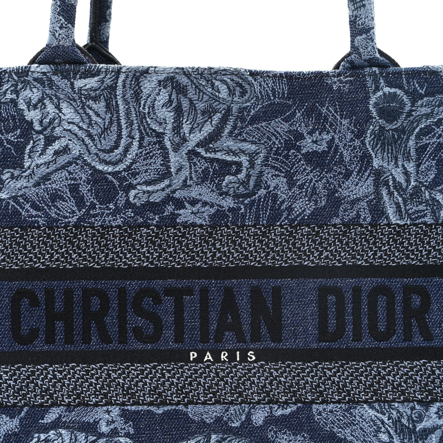 Canvas Embroidered Medium Dioriviera Toile De Jouy Book Tote Blue Black