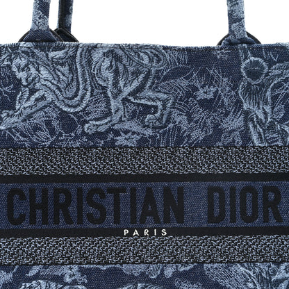 Christian Dior Canvas Embroidered Medium Dioriviera Toile De Jouy Book Tote Blue Black 9 of 12