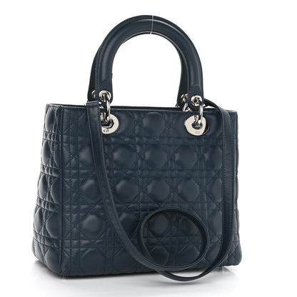 Christian Dior Lambskin Cannage Medium Lady Dior Blue 2 of 11