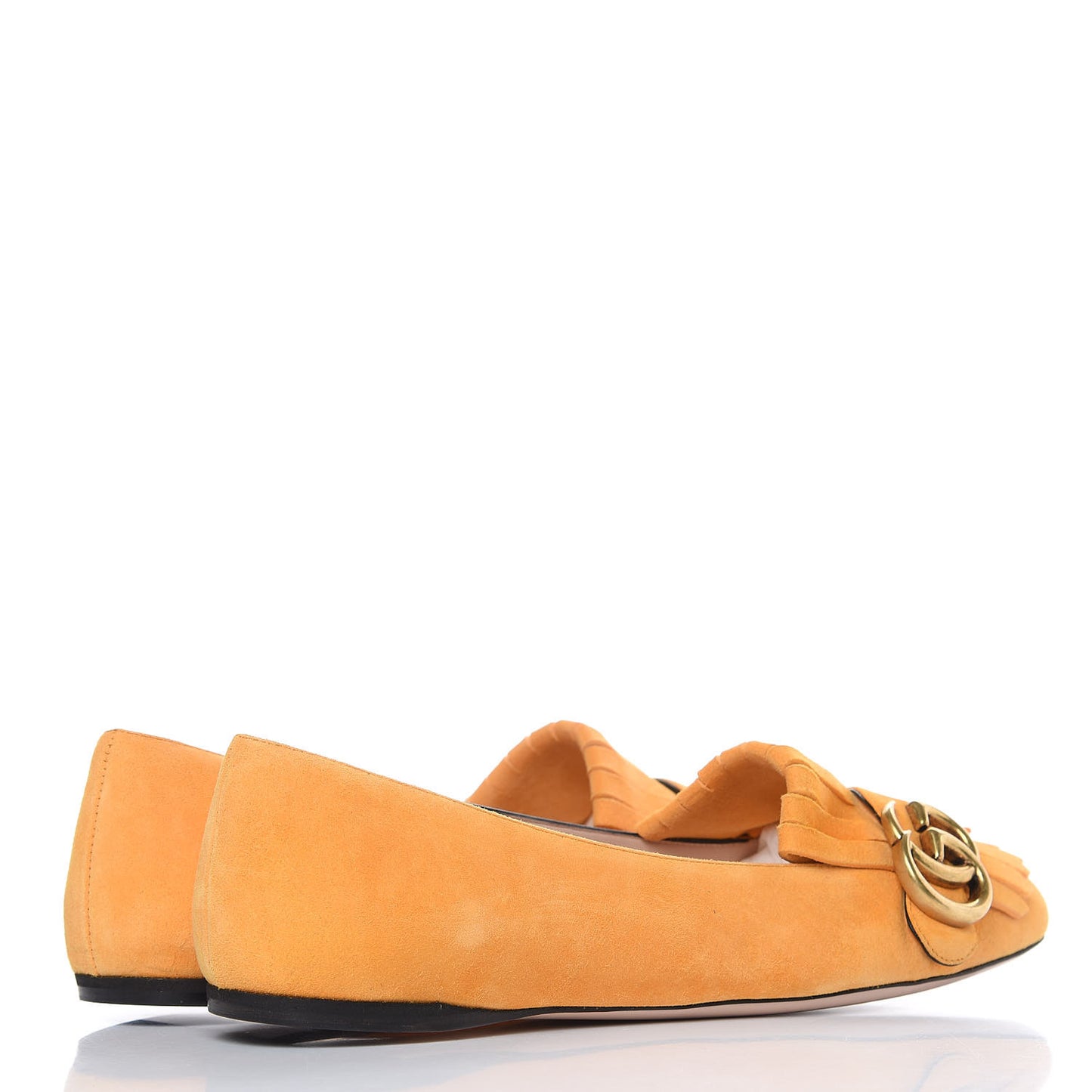 Kid Scamosciato GG Marmont Fringe Flats 38 Crystal Copper
