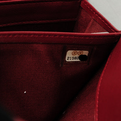 Chanel Lambskin Quilted Large Boy Flap Wallet Dark Red 8 of 8